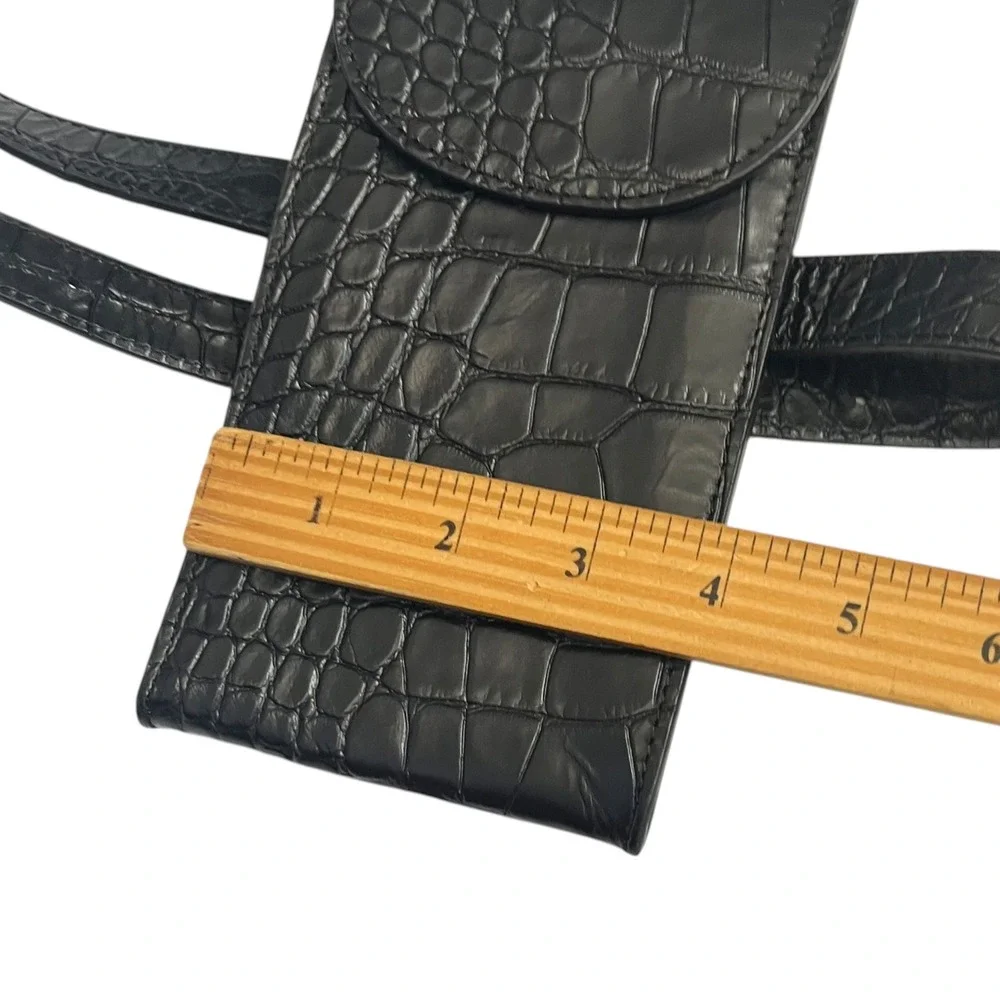 Cuyana Convertible Croc Embossed Mini Belt Bag Black Leather Crossbody Luxury